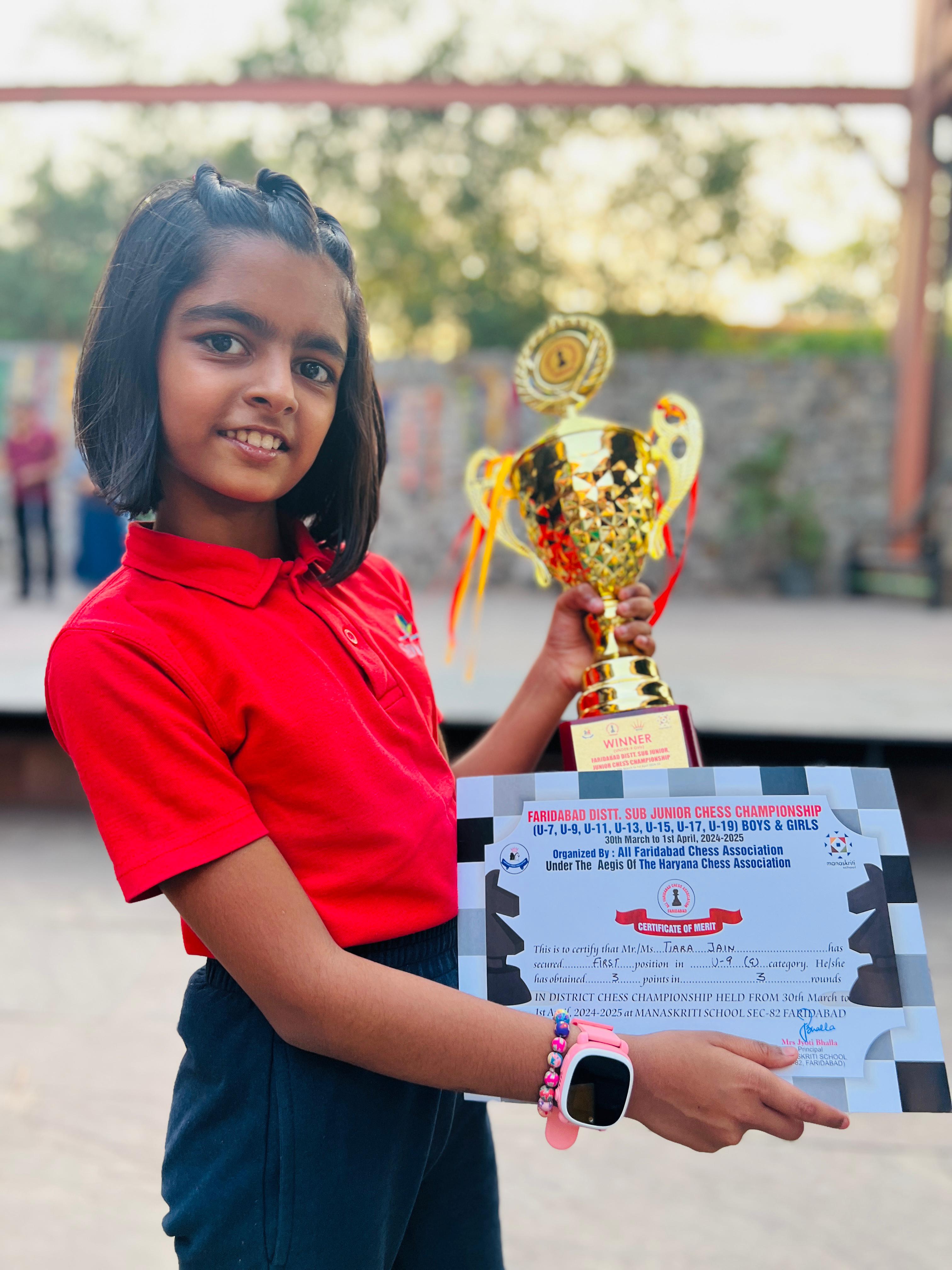 Tiara Jain Triumphs at Faridabad Chess Tournament