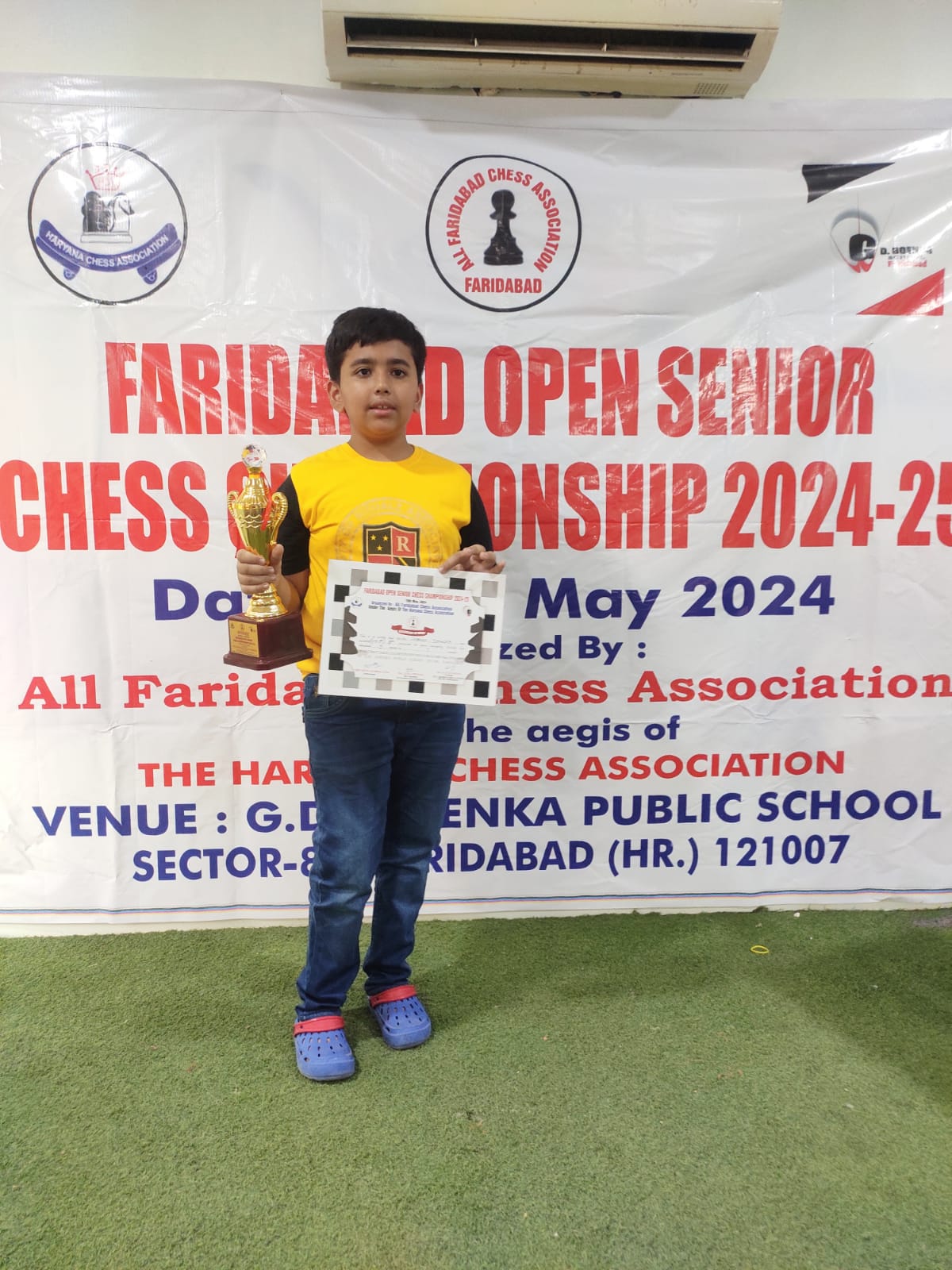 Jayansh Dhingra Wins First Place in U-13 Chess Tournament